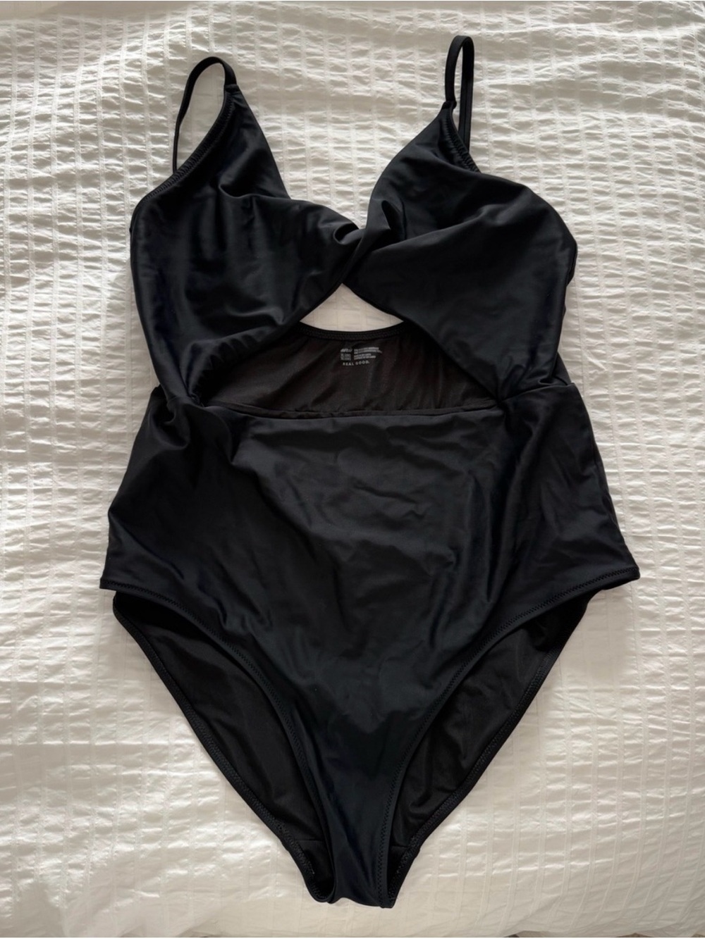 aerie Black One-Piece Swimsuit with Twist Front
